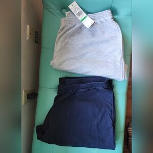 Two pairs of Alfred Dunner pull on knit pants, gray and navy one NWT large